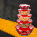 Haonai hot sale bulk 5pcs glass bowl set